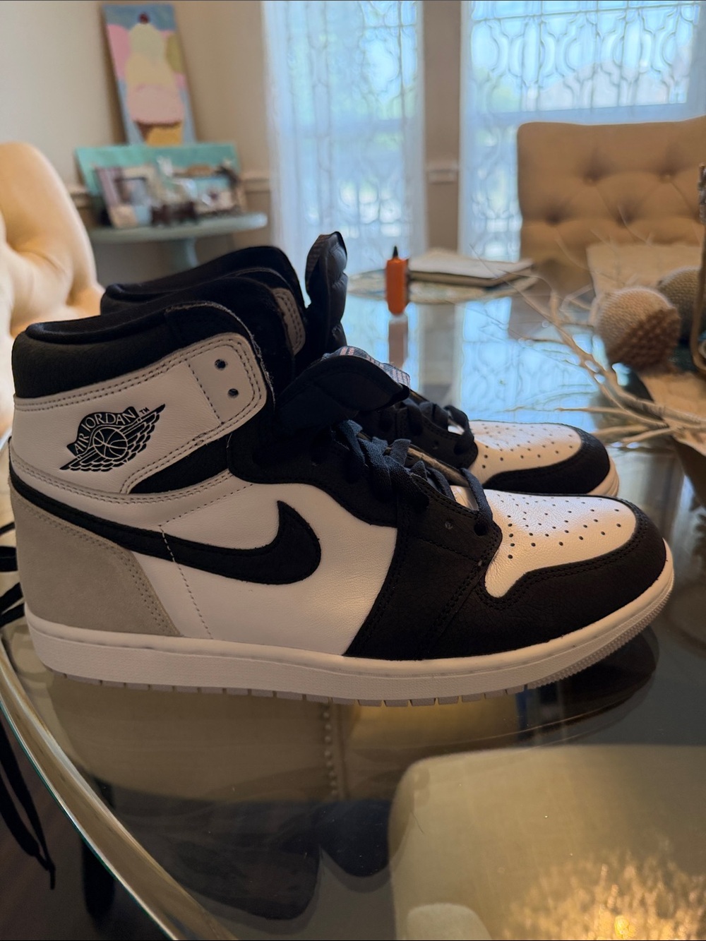 Jordan Retro High-Top Sneakers in Black, White and Gray